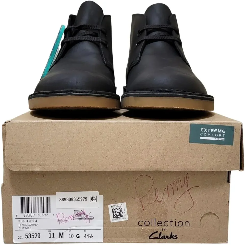 Clarks Men Bushacre 3 Dress Chukka Ankle Boots Size US 11M Black Leather